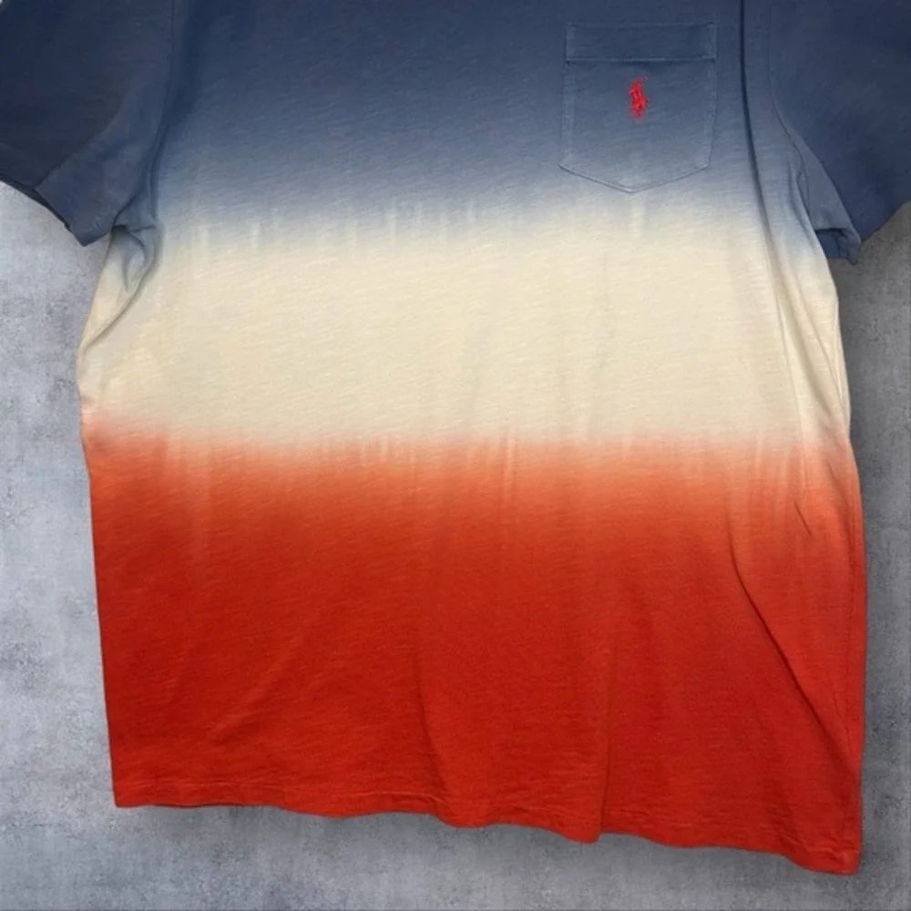 Polo Ralph Lauren Red White Blue Colorblock Pullover T-Shirt Mens‎ XL Spring USA